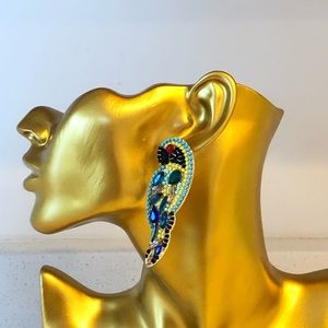 Parrot Bird crystal stud colorful earring boutique